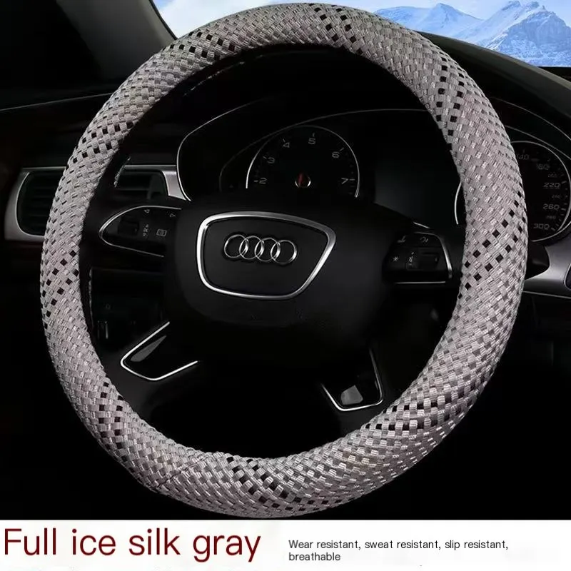 Vollständig aus Eisseide, für alle Jahreszeiten geeignet, verschleißfester Autolenkradbezug, geflochten, schweißabsorbierend, Autogriffbezug, Großhandel ab Werk direkt vom Hersteller.-9