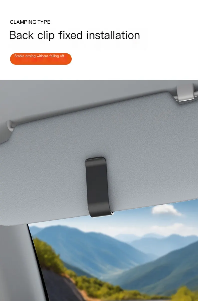 Porte-lunettes de voiture multifonction, nouveau support de lunettes de soleil pour véhicule, pince à billets, rangement pour lunettes de soleil sur pare-soleil.-6