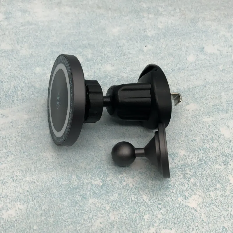 Carregador sense fil circular magnètic per a cotxe de 15W amb llum, suport per a telèfon intel·ligent de càrrega ràpida, compatible amb Apple i Android