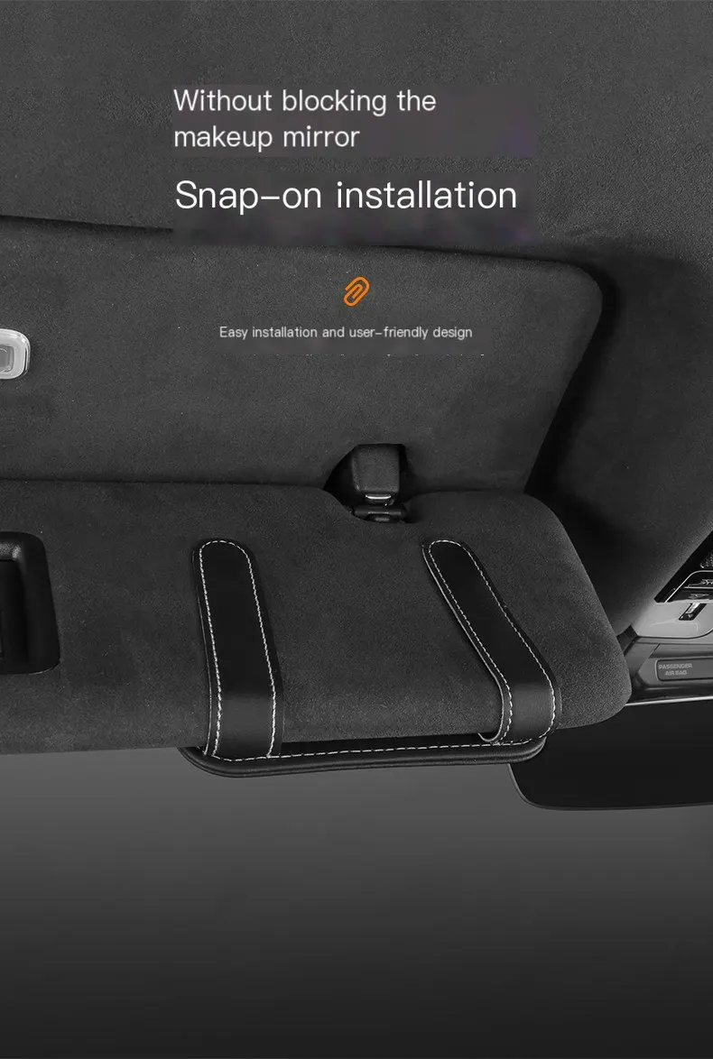 Organisateur de rangement pour pare-soleil de voiture, support multifonctionnel pour lunettes, pochette de rangement pour cartes, porte-cartes, poche à tickets et documents.-7