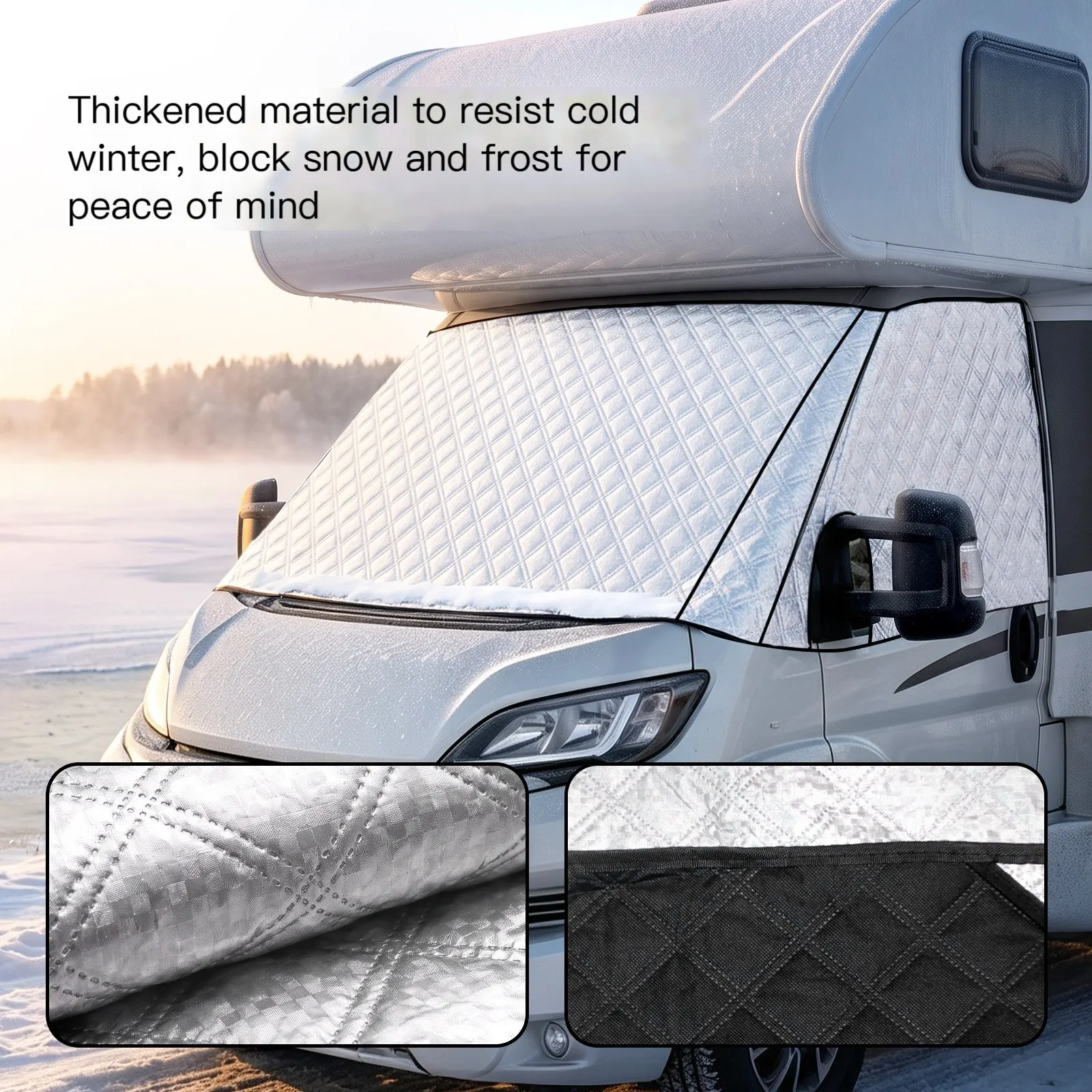 Funda de neu per a autocaravanes i vehicles, protector solar per al parabrisa davanter, coberta anti-calor, parasol per al parabrisa, funda per a vehicle, apta per a totes les estacions.