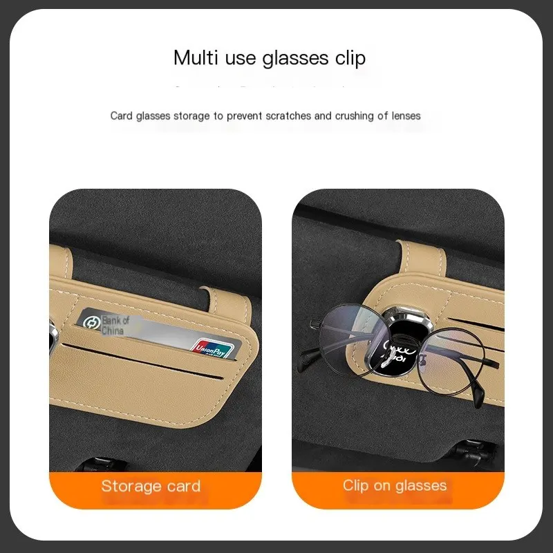 Organisateur de rangement pour pare-soleil de voiture, support multifonctionnel pour lunettes, pochette de rangement pour cartes, porte-cartes, poche à billets et documents.