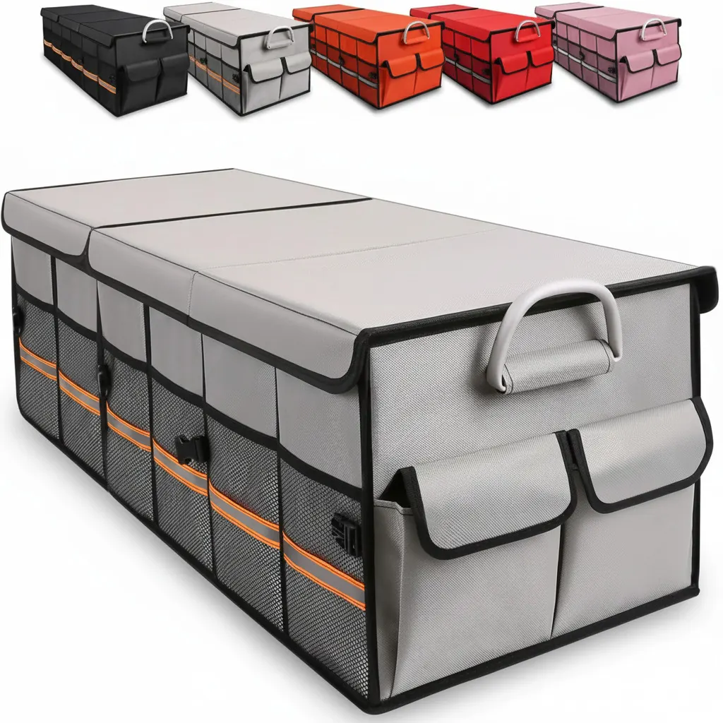 Caixa d'emmagatzematge plegable per a maleter d'automòbil, caixa d'emmagatzematge per a vehicle, caixa organitzadora per a maleter, producte per a Amazon.