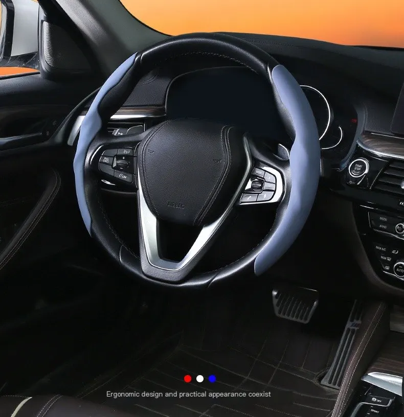 Funda de volante líquida de alta gama para automóvil, resistente al desgaste y antideslizante, apta para todas las estaciones, cubierta de volante para coche.-8