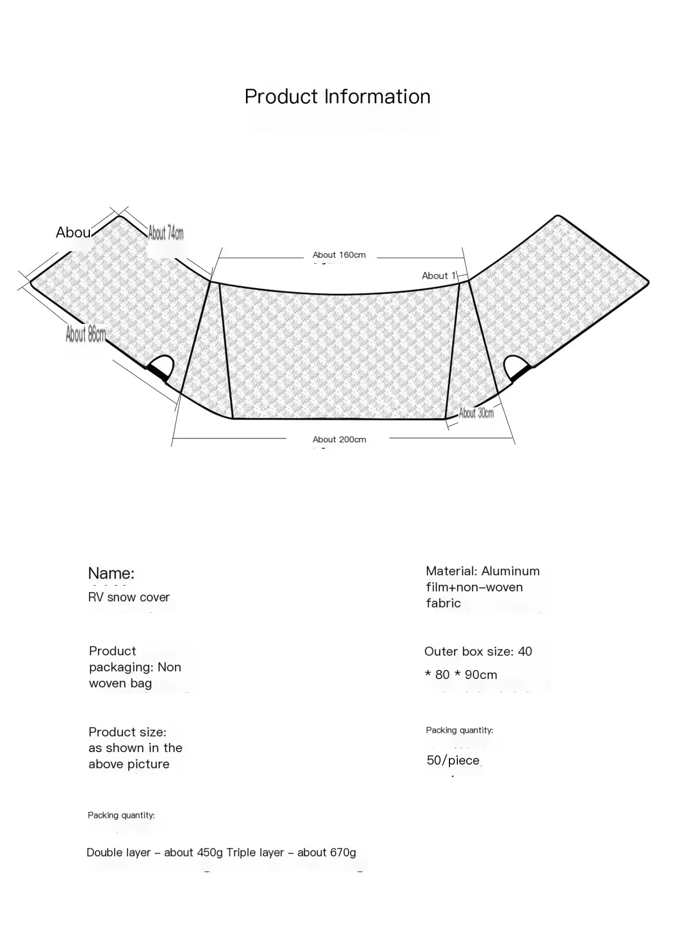 Funda de neu per a autocaravanes i vehicles, protector solar per al parabrisa davanter, coberta anti-calor, para-sol per al parabrisa, funda per a vehicle, apta per a totes les estacions.-10