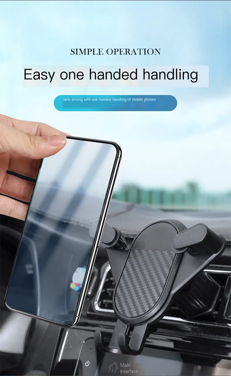 Nuevo soporte para teléfono móvil en el automóvil, accesorio para vehículos, soporte de gravedad para navegación en salida de aire, modelo de doble gancho para navegación en automóvil.-6