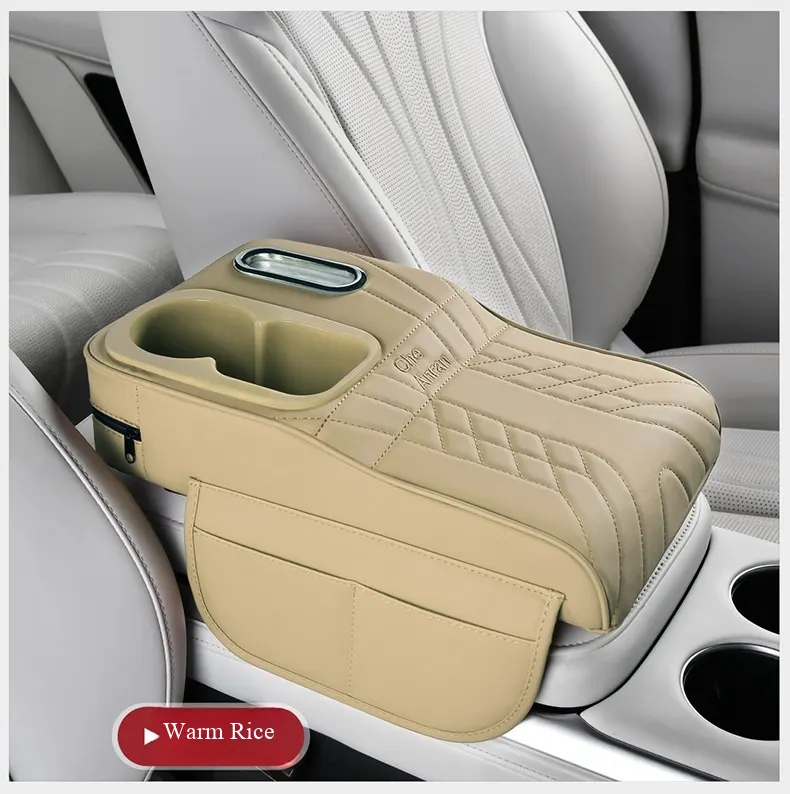 Elevación de apoyabrazos de cuero con patrón Napa de nivel de automóvil de lujo | Extensión de consola central integrada con portavasos multifuncional y almacenamiento-20