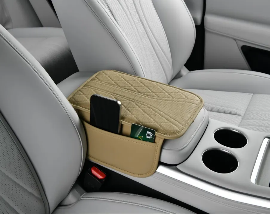Funda de consola central para automóvil, organizador universal, caja de pañuelos para vehículo, soporte para vasos, elevador multifuncional 4 en 1.