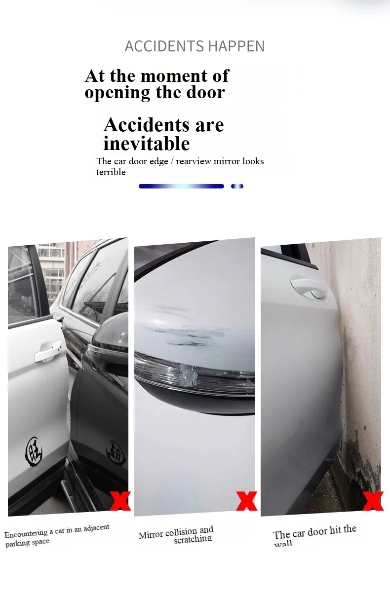 Set de benzi de protecție auto cu elasticitate înaltă - integrare între avertizare reflectorizantă și protecție fizică, compatibil cu toate tipurile de vehicule-4