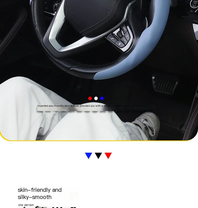 Funda de volante líquida de alta gama para automóvil, resistente al desgaste y antideslizante, apta para todas las estaciones, cubierta de volante para coche.-5