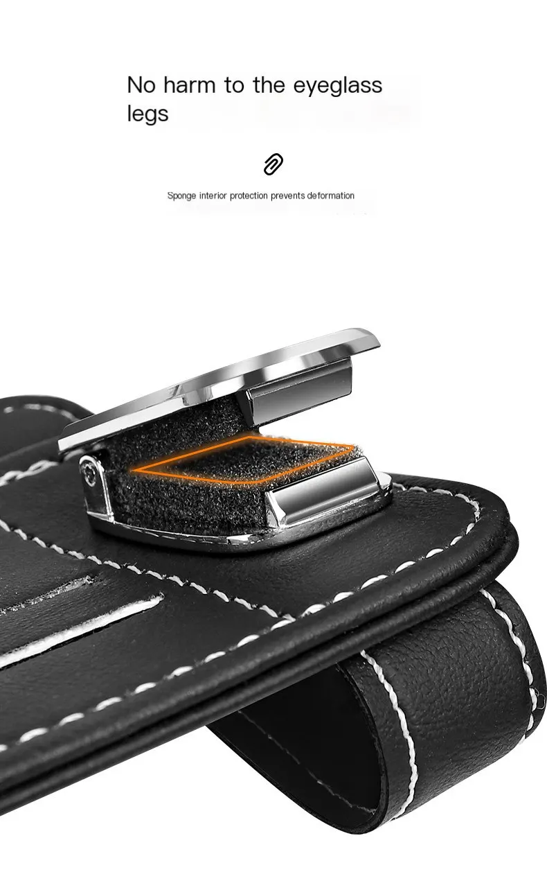 Organisateur de rangement pour pare-soleil de voiture, support multifonctionnel pour lunettes, pochette de rangement pour cartes, porte-cartes, poche à tickets et documents.-6