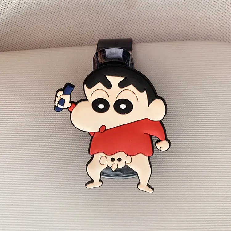 Porte-lunettes de voiture multifonctionnel pour pare-soleil, organisateur de lunettes de soleil, pince à lunettes de voiture, mignon et cartoon, pour lunettes de soleil et montures.