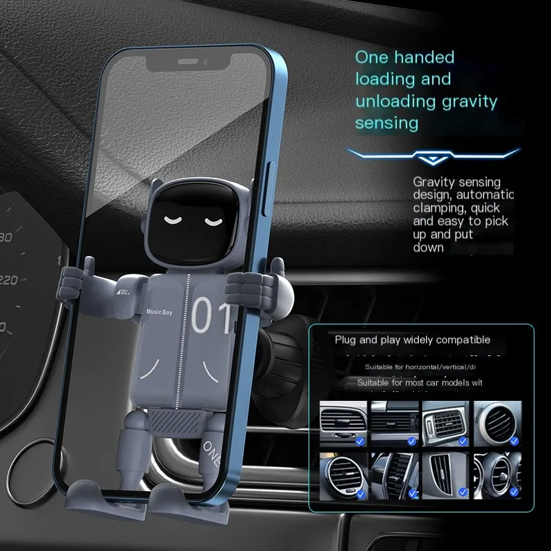 Soporte de navegación por gravedad para salida de aire de automóvil, soporte multifuncional para teléfono móvil en vehículo, venta al por mayor y envío directo de accesorios creativos para a