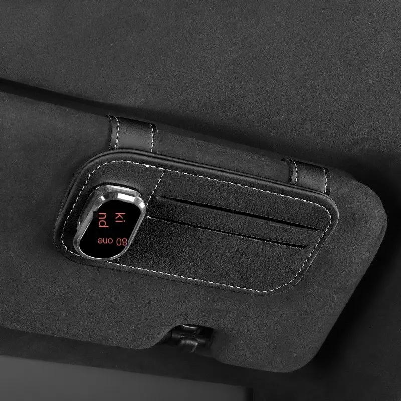 Organisateur de rangement pour pare-soleil de voiture, support multifonctionnel pour lunettes, pochette de rangement pour cartes, porte-cartes, poche à billets et documents.