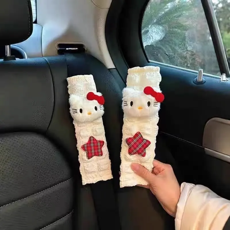 Luxury Hello Kitty Car Seat Belt Shoulder Pad Set for Two – The Perfect Combination of Comfort, Anti-Chafing, and Sweet Decoration
