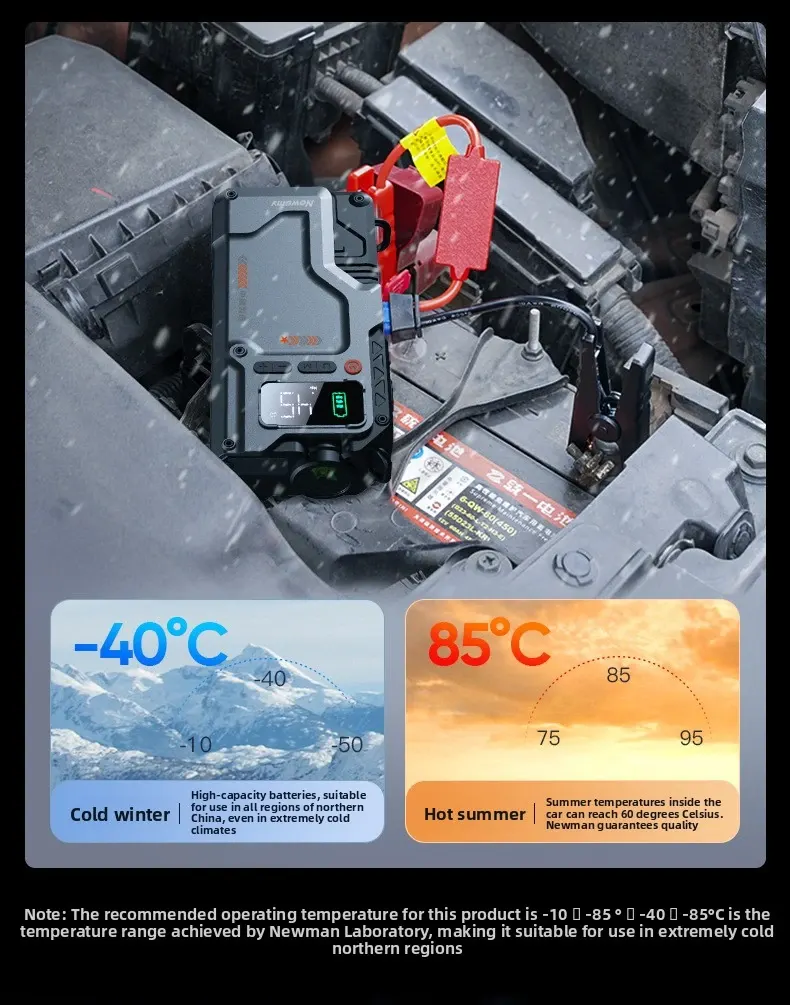Démarreur portatif avec gonfleur de pneus 1000A crête 12000mAh banque d'alimentation-12