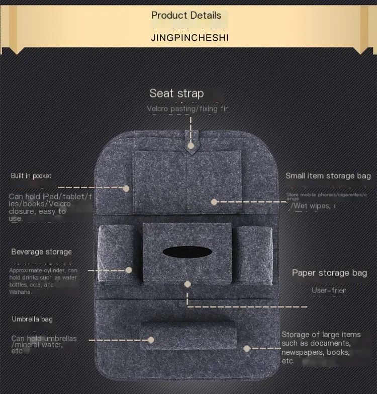 Organizador de asiento trasero para automóvil, bolsa de almacenamiento multifuncional para respaldo, colgante creativo y práctico, caja organizadora para vehículo.-12