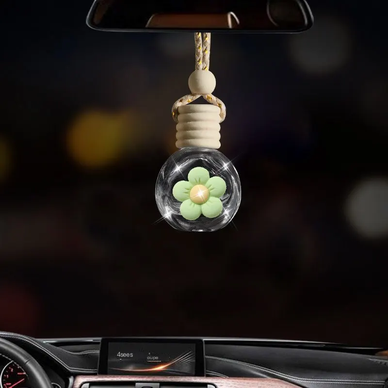 Flacon parfumé pour voiture en forme de fleur, flacon vide pour recharge, flacon d'aromathérapie, décoration suspendue pour voiture, accessoire de maison.