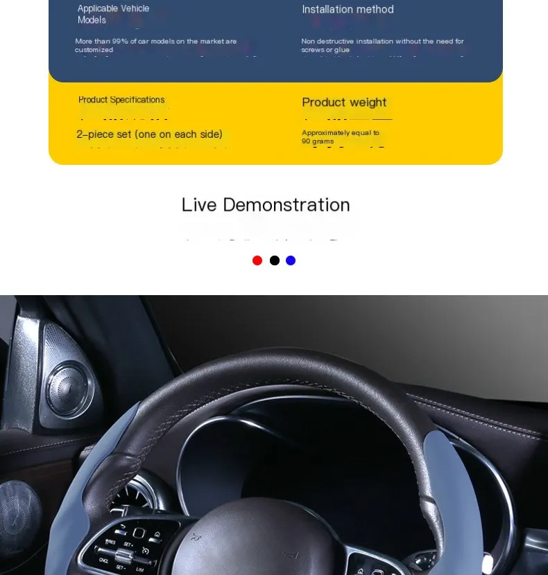 Funda de volante líquida de alta gama para automóvil, resistente al desgaste y antideslizante, apta para todas las estaciones, cubierta de volante para coche.-20