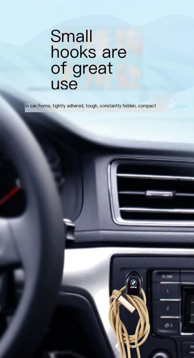 Ganxo per a vehicle, ganxo adhesiu per a l'interior del cotxe, ganxo invisible de doble ús per a cotxe familiar, article de multifunció per a emmagatzematge complet.-3