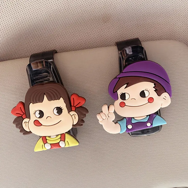 Porte-lunettes de voiture multifonctionnel pour pare-soleil, organisateur de lunettes de soleil, pince à lunettes de voiture, mignon et cartoon, pour lunettes de soleil et montures.-3