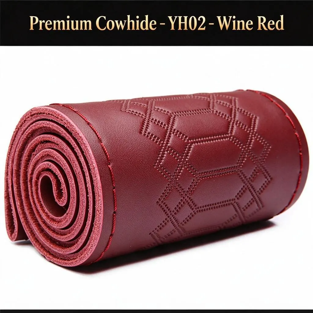 Funda de volant de cuir genuí de 38 cm cosida a mà antilliscant-11