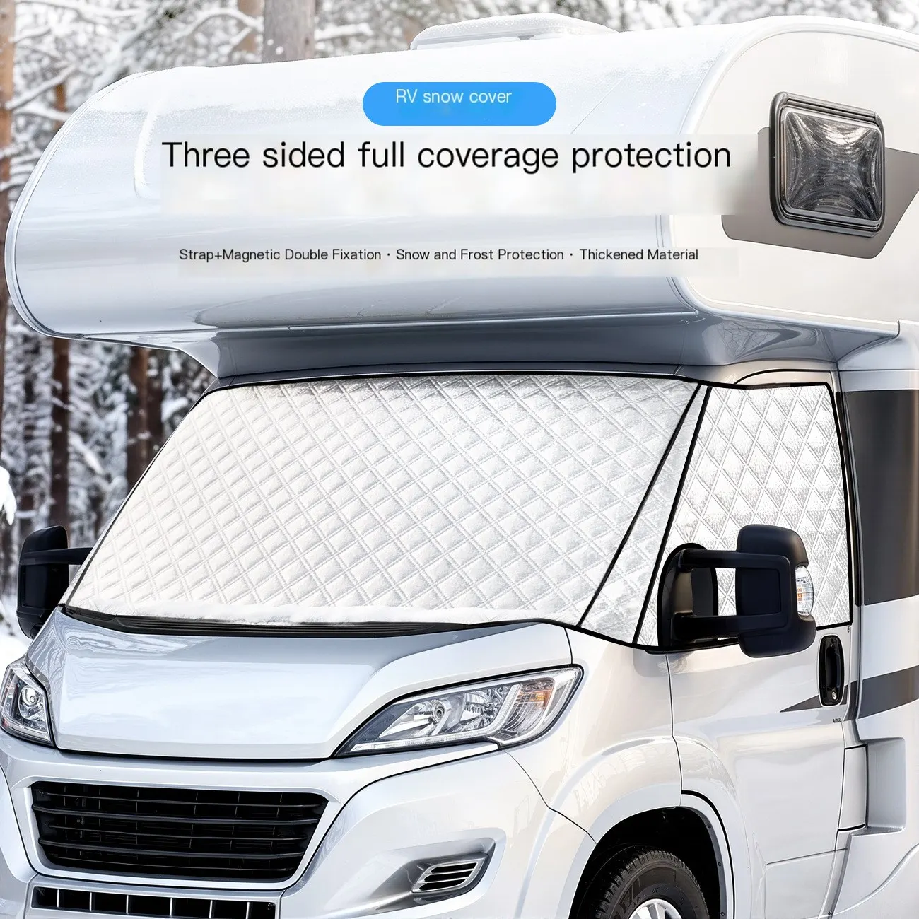 Funda de neu per a autocaravanes i vehicles, protector solar per al parabrisa davanter, coberta anti-calor, parasol per al parabrisa, funda per a vehicle, apta per a totes les estacions.