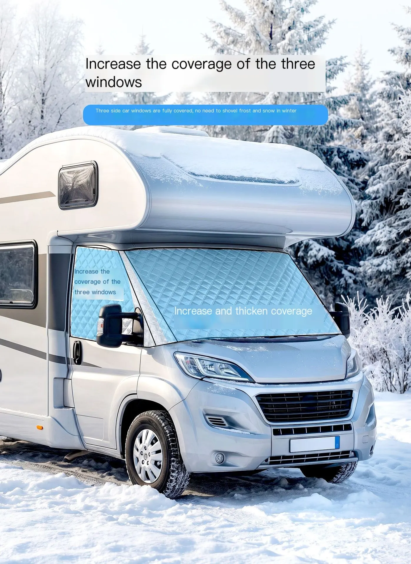 Funda de neu per a autocaravanes i vehicles, protector solar per al parabrisa davanter, coberta anti-calor, para-sol per al parabrisa, funda per a vehicle, apta per a totes les estacions.-2
