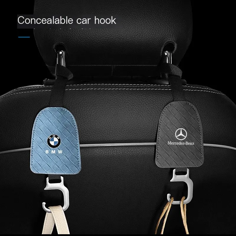 Gancho de automóvil de gamuza para interiores, accesorio para vehículos, soporte multifuncional para respaldo de asiento, gancho para colgar objetos, para asientos traseros.