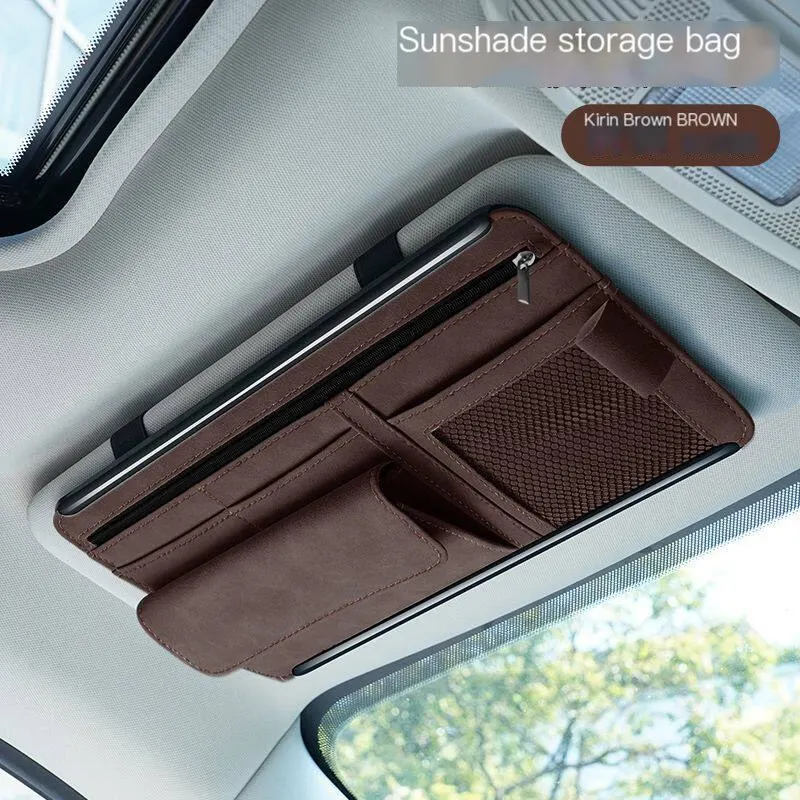 Suport de depozitare pentru parasolar auto, multi-functional, pentru ochelari, carduri, permis de conducere și documente, husă de organizare pentru interiorul mașinii.