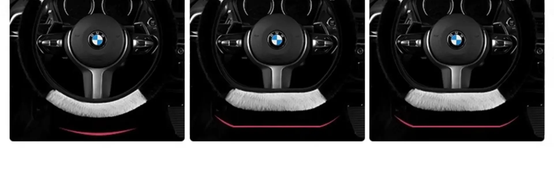 WeiXing Housse de volant auto épaisse en peluche pour automne-hiver, sans anneau intérieur | Design amusant d'oreilles de panda, housse de volant chauffante universelle-3
