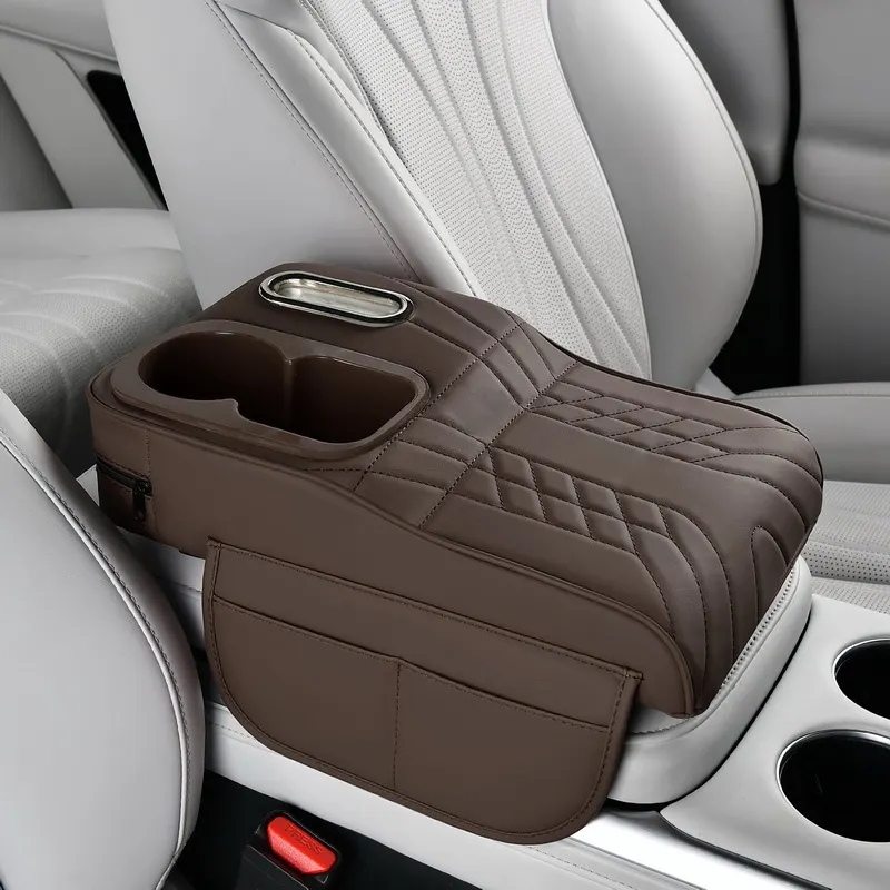 Funda de consola central para automóvil, organizador universal, caja de pañuelos para vehículo, soporte para vasos, elevador multifuncional 4 en 1.