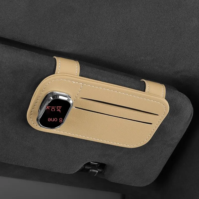 Organisateur de rangement pour pare-soleil de voiture, support multifonctionnel pour lunettes, pochette de rangement pour cartes, porte-cartes, poche à billets et documents.