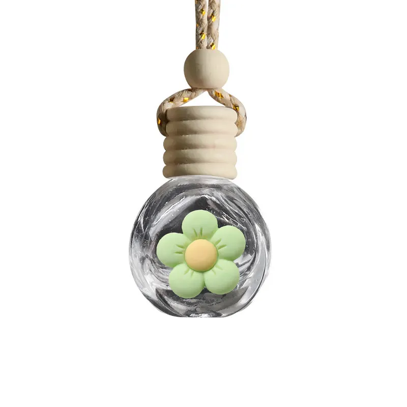 Flacon parfumé pour voiture en forme de fleur, flacon vide pour recharge, flacon d'aromathérapie, décoration suspendue pour voiture, accessoire de maison.