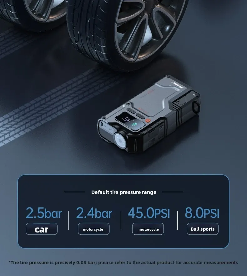 Démarreur portatif avec gonfleur de pneus 1000A crête 12000mAh banque d'alimentation-9