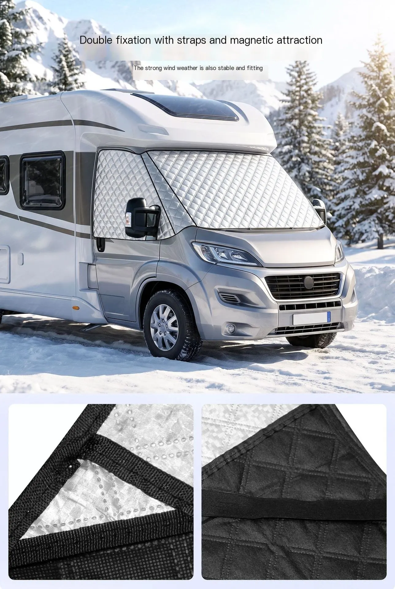 Funda de neu per a autocaravanes i vehicles, protector solar per al parabrisa davanter, coberta anti-calor, para-sol per al parabrisa, funda per a vehicle, apta per a totes les estacions.-9
