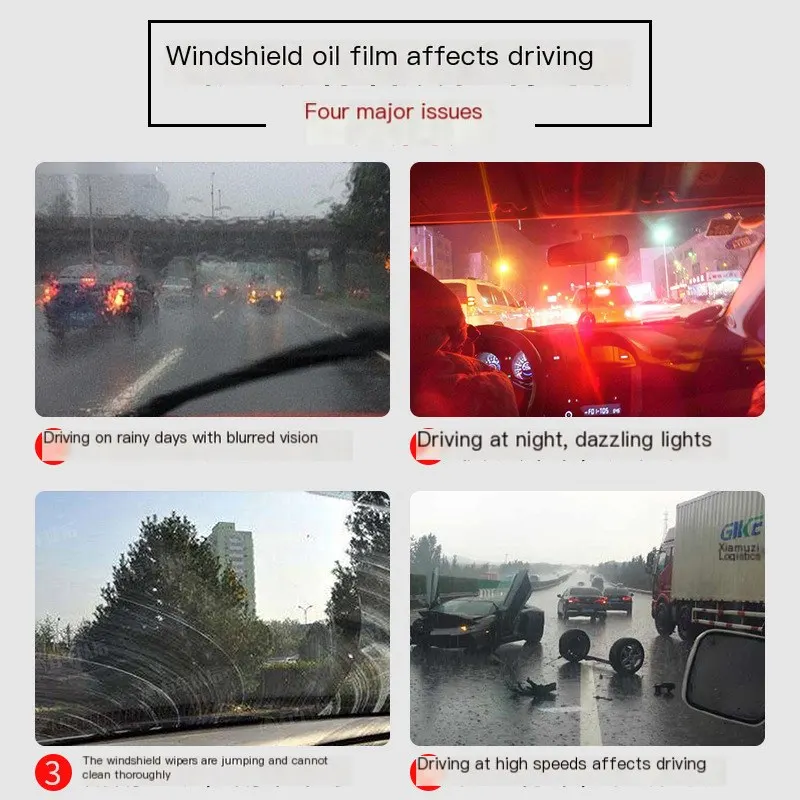 Car Oil Film Cleaner Car Glass Water Strong Decontamination and Oil Film Removal Windshield Oil Stain Cleaner Factory Direct Sales