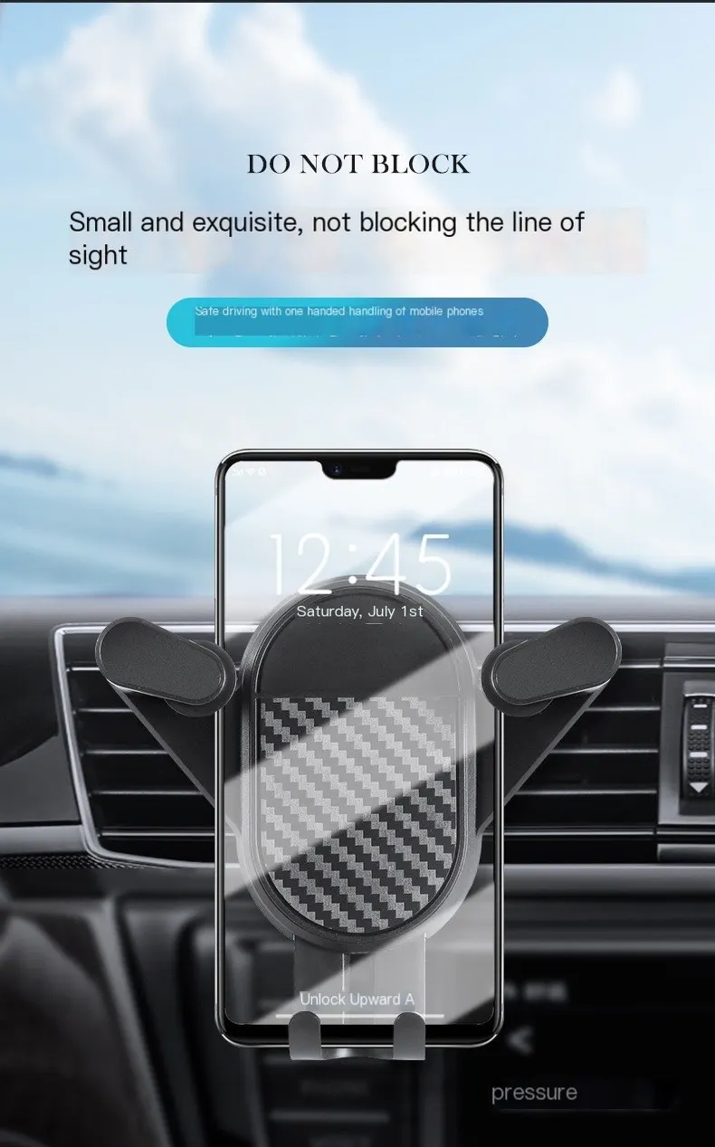 Nuevo soporte para teléfono móvil en el automóvil, accesorio para vehículos, soporte de gravedad para navegación en salida de aire, modelo de doble gancho para navegación en automóvil.-9