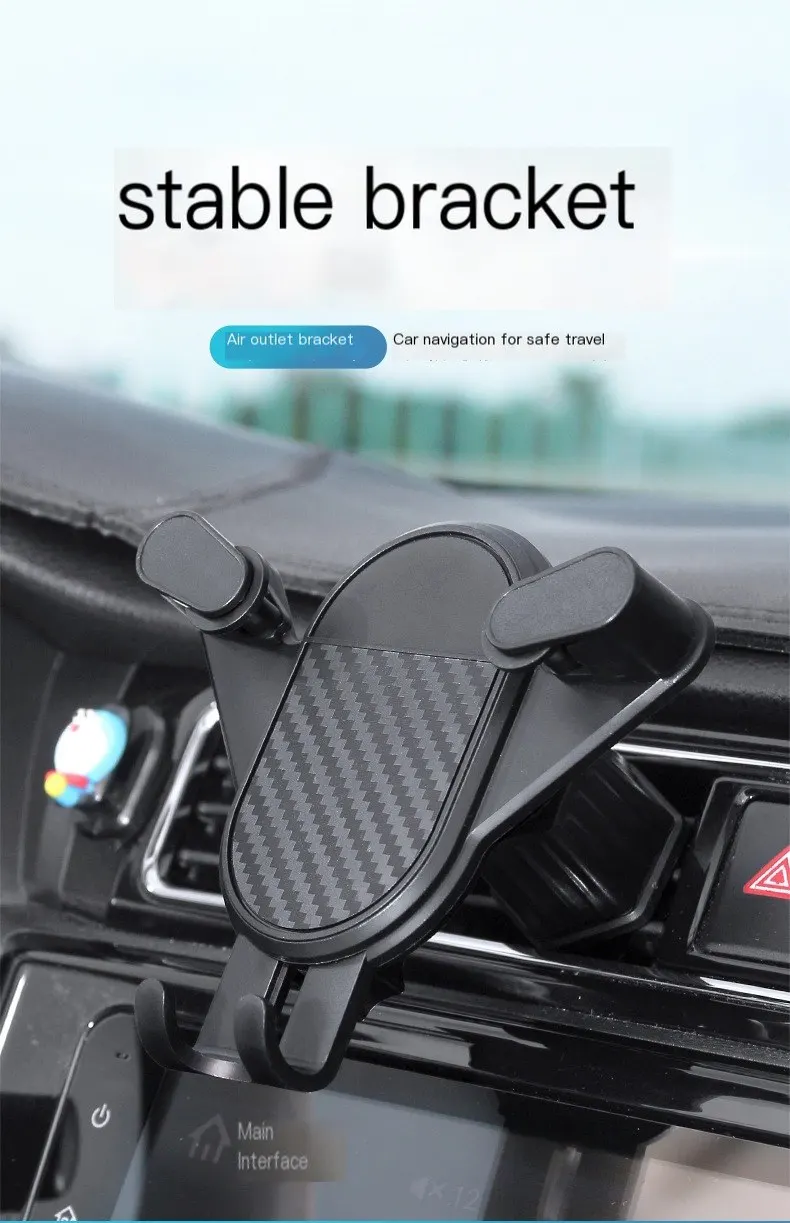 Nuevo soporte para teléfono móvil en el automóvil, accesorio para vehículos, soporte de gravedad para navegación en salida de aire, modelo de doble gancho para navegación en automóvil.-4
