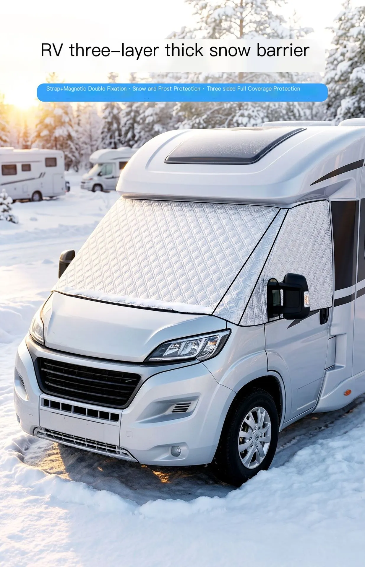 Funda de neu per a autocaravanes i vehicles, protector solar per al parabrisa davanter, coberta anti-calor, para-sol per al parabrisa, funda per a vehicle, apta per a totes les estacions.-1