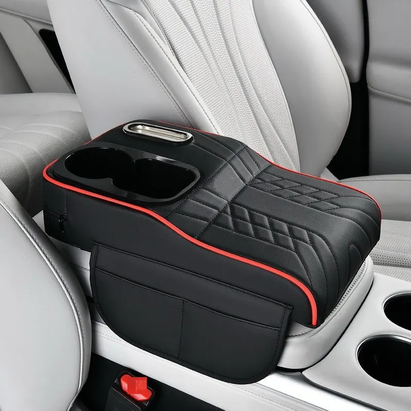Funda de consola central para automóvil, organizador universal, caja de pañuelos para vehículo, soporte para vasos, elevador multifuncional 4 en 1.