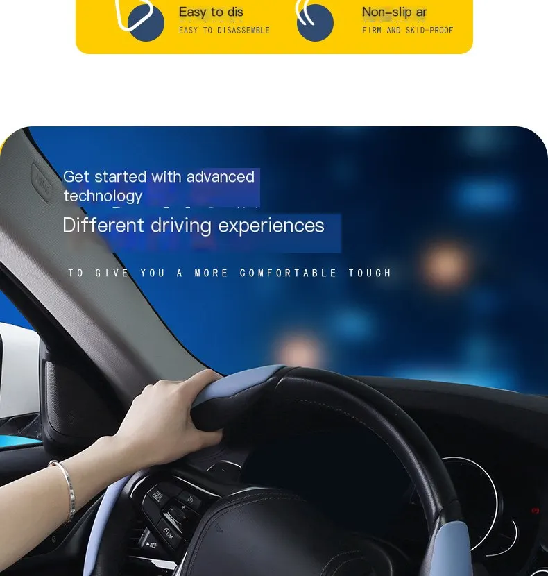 Funda de volante líquida de alta gama para automóvil, resistente al desgaste y antideslizante, apta para todas las estaciones, cubierta de volante para coche.-3