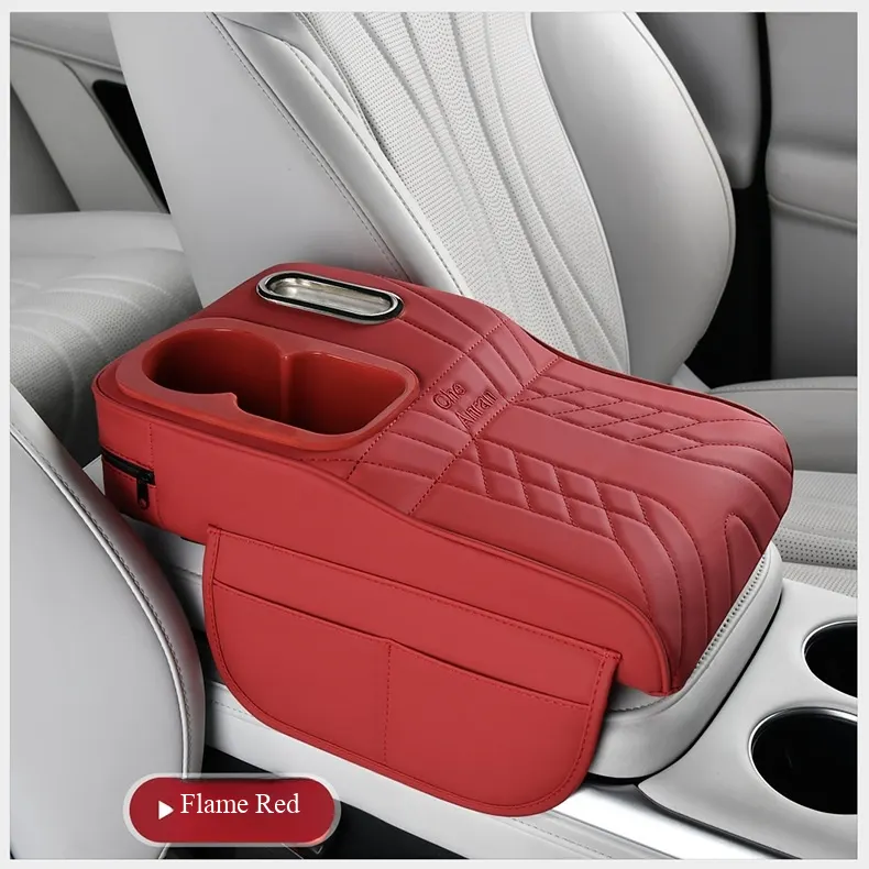Elevación de apoyabrazos de cuero con patrón Napa de nivel de automóvil de lujo | Extensión de consola central integrada con portavasos multifuncional y almacenamiento-18