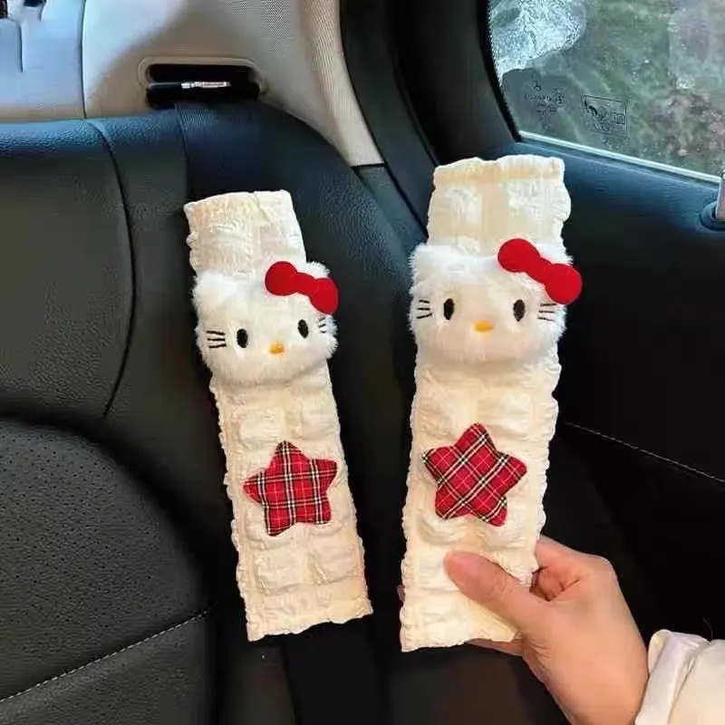 Luxury Hello Kitty Car Seat Belt Shoulder Pad Set for Two – The Perfect Combination of Comfort, Anti-Chafing, and Sweet Decoration