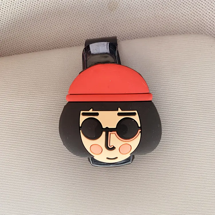 Porte-lunettes de voiture multifonctionnel pour pare-soleil, organisateur de lunettes de soleil, pince à lunettes de voiture, mignon et cartoon, pour lunettes de soleil et montures.-1