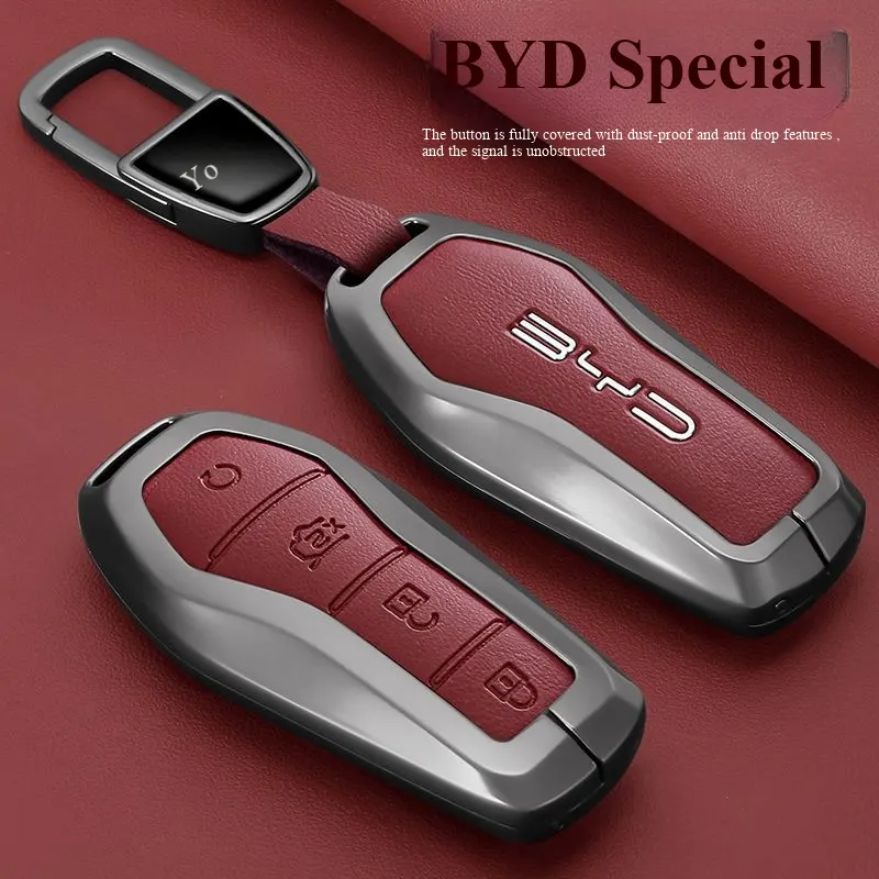 比亚迪智能钥匙保护壳 Type-B 锌合金皮革防摔壳