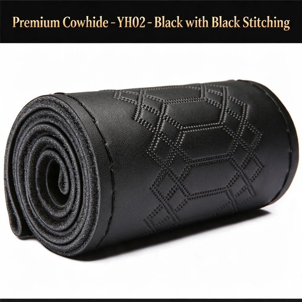Funda de volant de cuir genuí de 38 cm cosida a mà antilliscant-13
