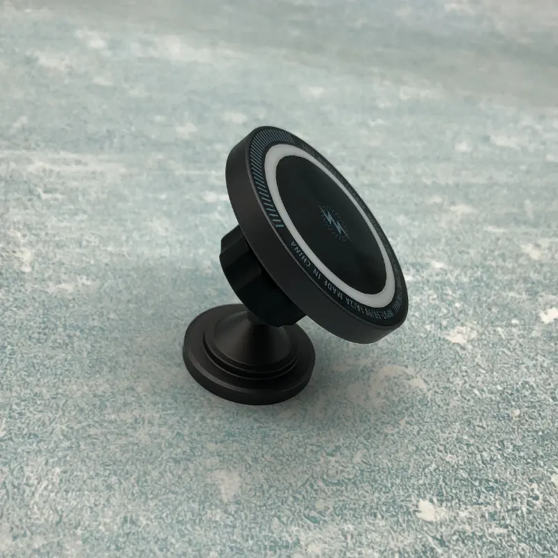Carregador sense fil magnètic circular lluminós per a cotxe, 15W, suport per a telèfon intel·ligent de càrrega ràpida, compatible amb Apple i Android.-8
