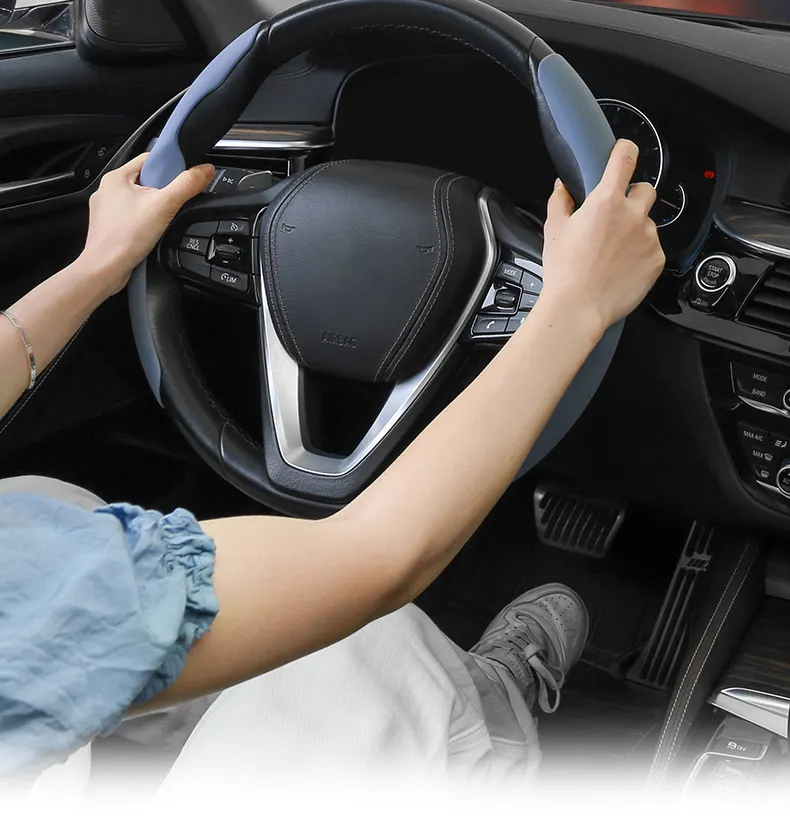 Funda de volante líquida de alta gama para automóvil, resistente al desgaste y antideslizante, apta para todas las estaciones, cubierta de volante para coche.-10