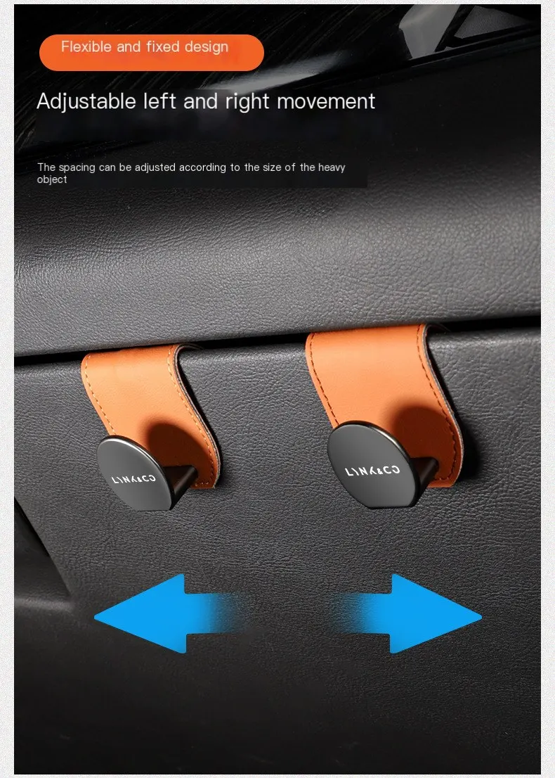 Gancho pequeño para asiento del copiloto compatible con Lynk & Co 01/02/03/05/06/09, accesorio de decoración para interiores de automóviles.-2